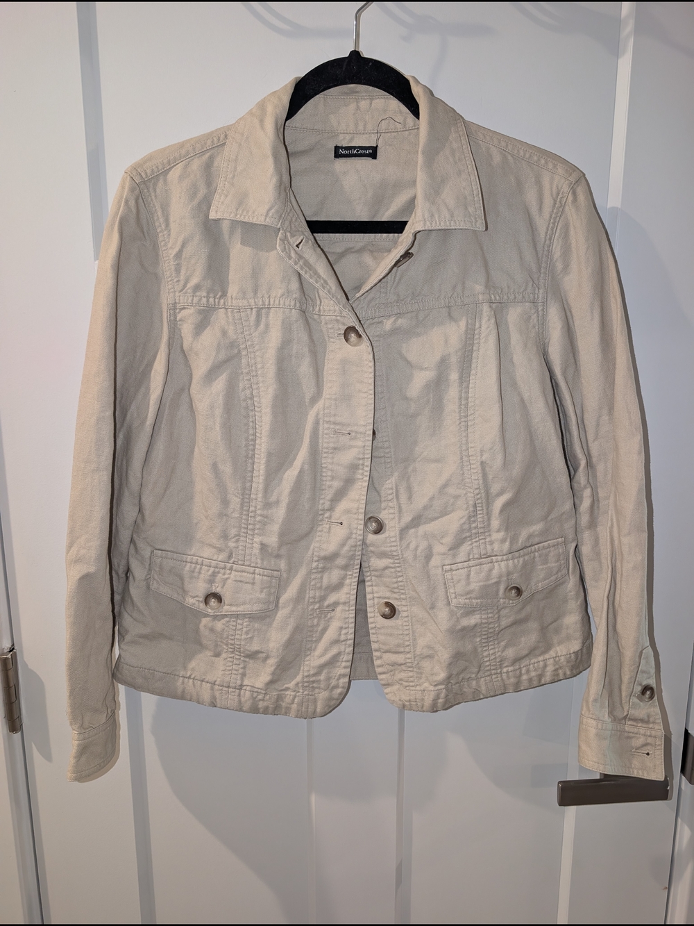 NorthCrest Women's Cream Button-Front Jacket Medium